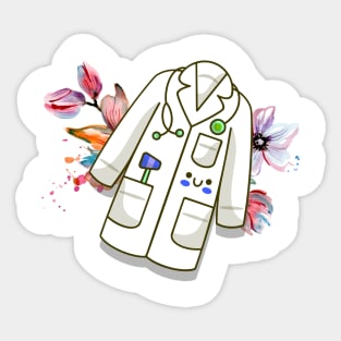 Lab Coat And Flowers Sticker